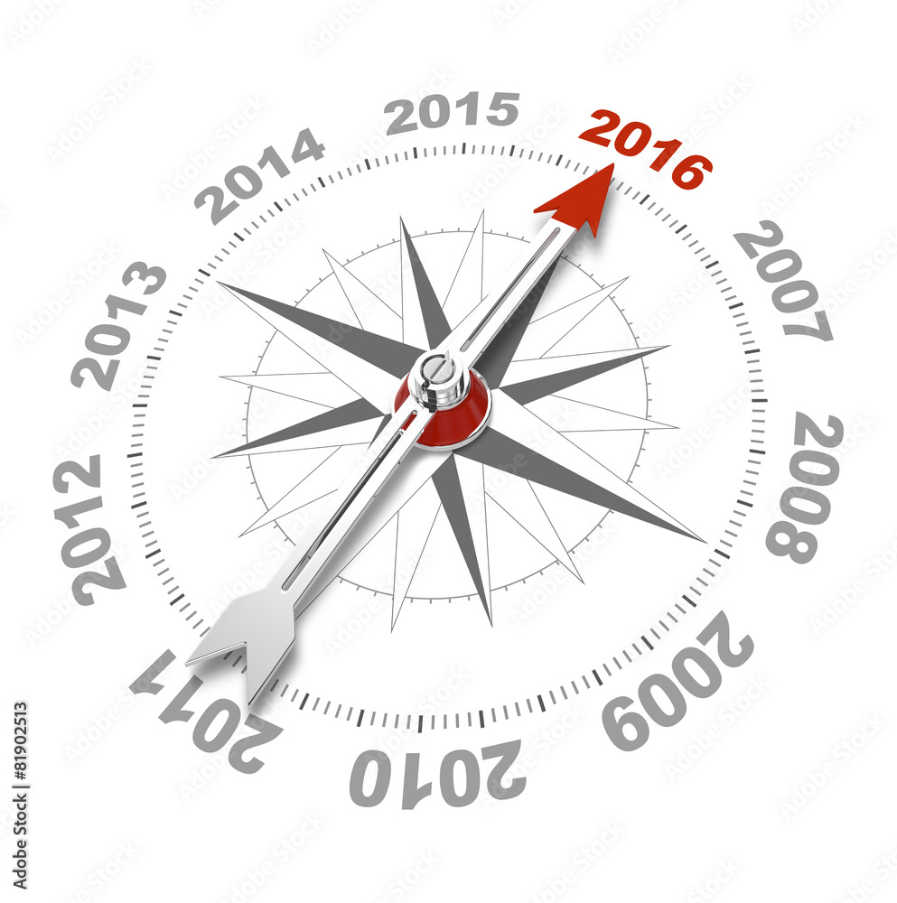 Kompassnadel zeigt auf 2016 Kompassnadel zeigt auf 2016