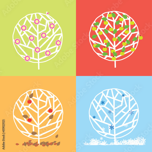 Apple Tree in four seasons