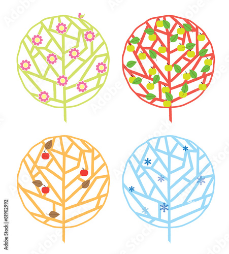 Apple Tree in four seasons
