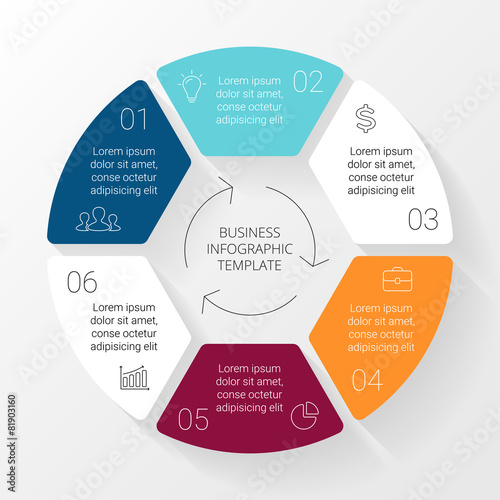 Vector circle lines infographic. Template for cycle diagram
