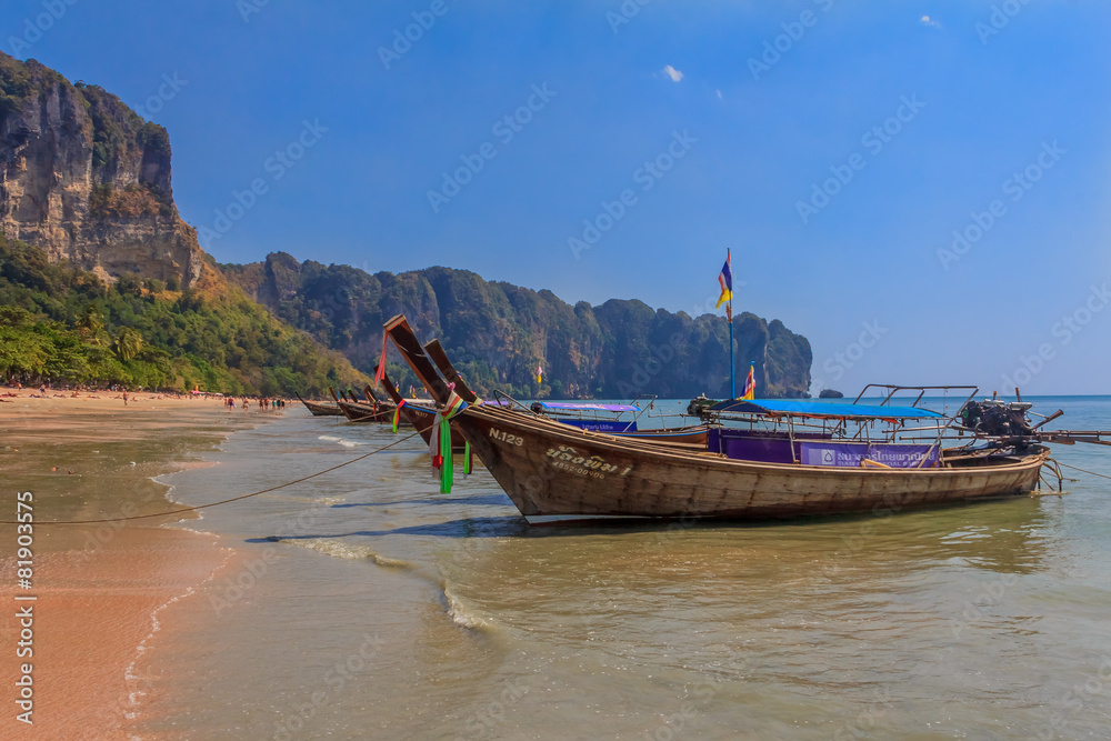 Longtail boats in Ao Nang Beach Thailand
