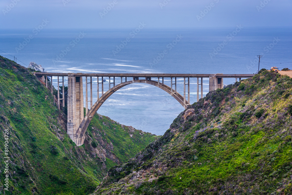 View of the Bixby Creek Bridge, in Big Sur, California.