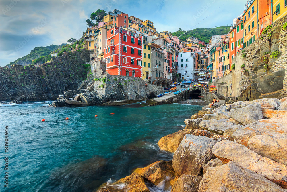 Riomaggiore village on the Cinque Terre coast of Italy,Europe