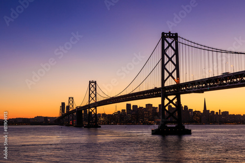 San Francisco skyline and Bay Bridge at sunset, California © f11photo