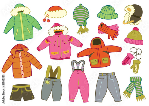 collection of winter children's clothing