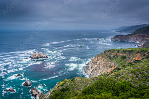 View of the rocky Pacific Coast in Big Sur, California.