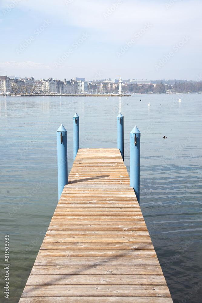 Pier on the lake Geneva, Switzerland.