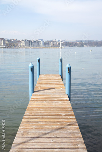 Pier on the lake Geneva  Switzerland.