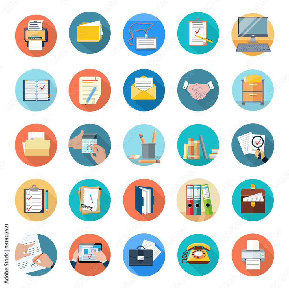 Icons Set of Office Tools Icons Set of Office Tools