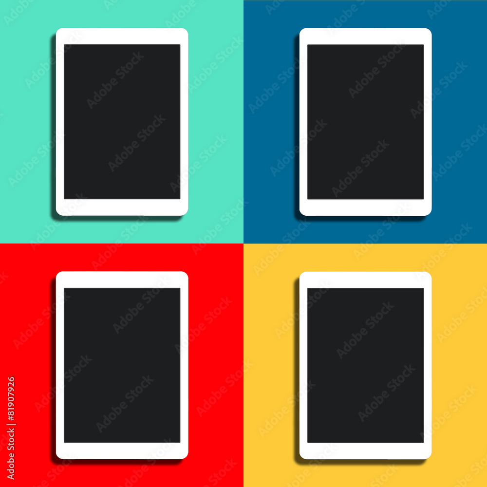 Tablets on different color backgrounds Tablets on different color backgrounds