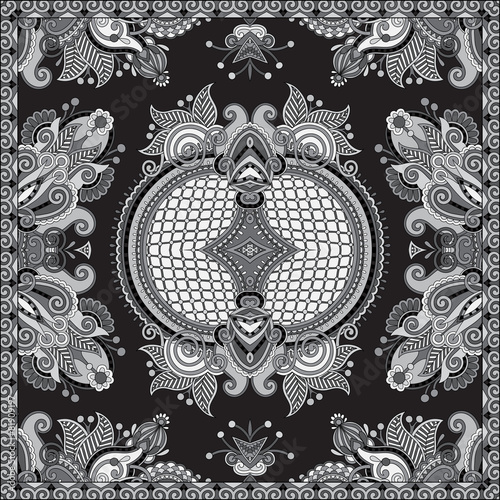 grey ornamental floral paisley bandanna