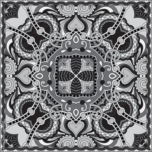 grey ornamental floral paisley bandanna