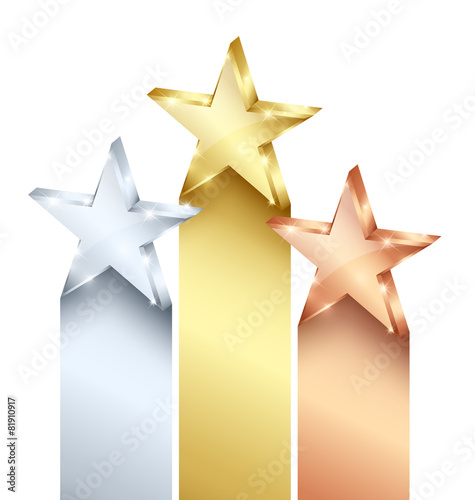 Golden silver and bronze stars
