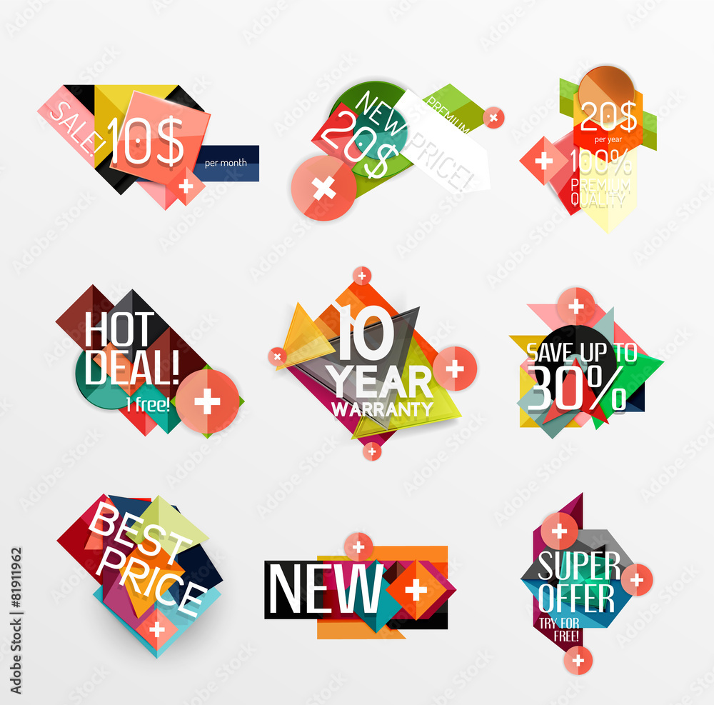Set of labels, stickers, banners, badges and elements for sale