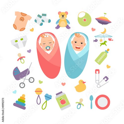 Vector babies and baby products