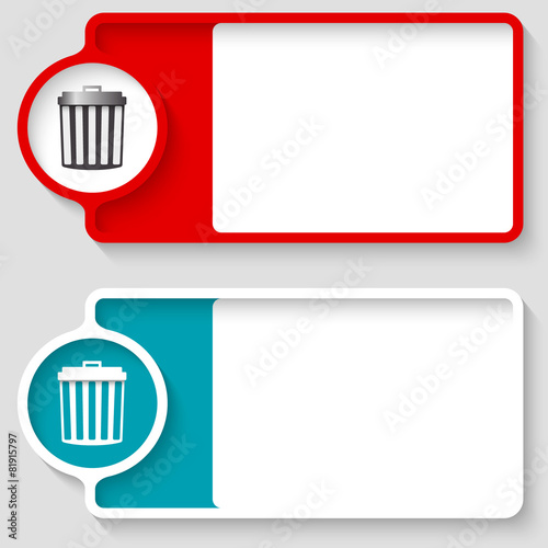 Colored boxes for your text and trashcan icon