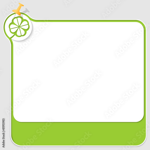 Green text box with pushpin and cloverleaf