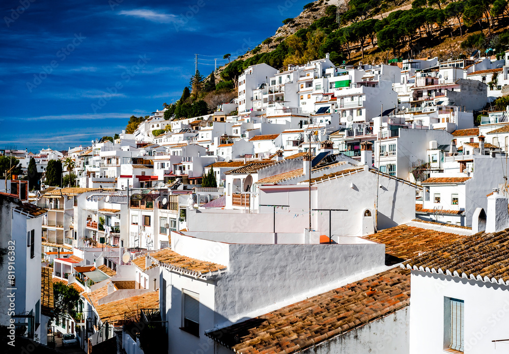 Mijas rooftops. Andalusian white village. Spain - obrazy, fototapety, plakaty 