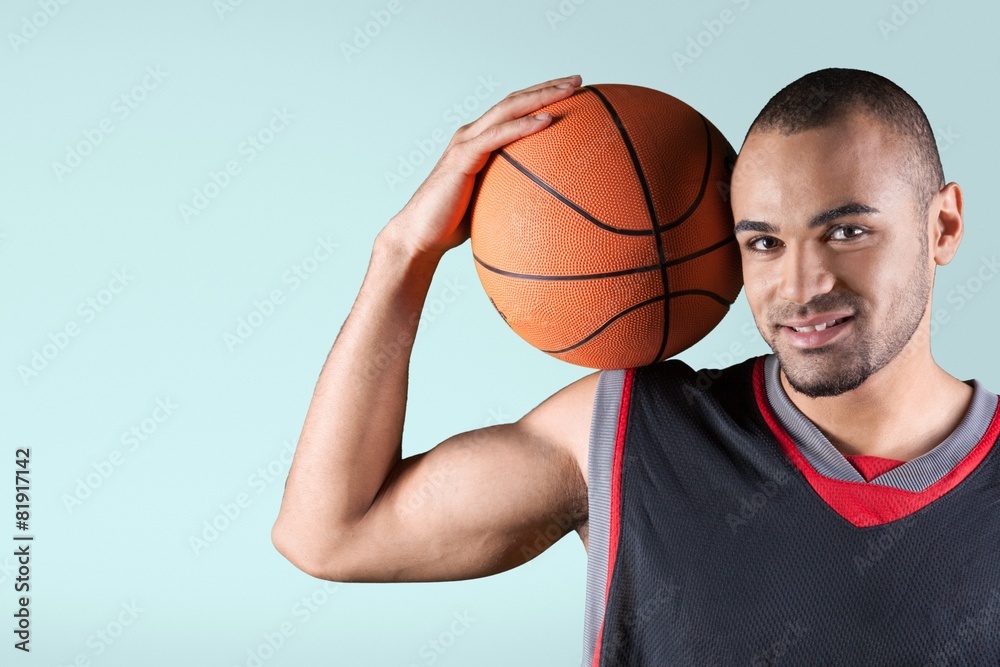 Men. Fitness: Mid-Adult Basketball Player Portrait