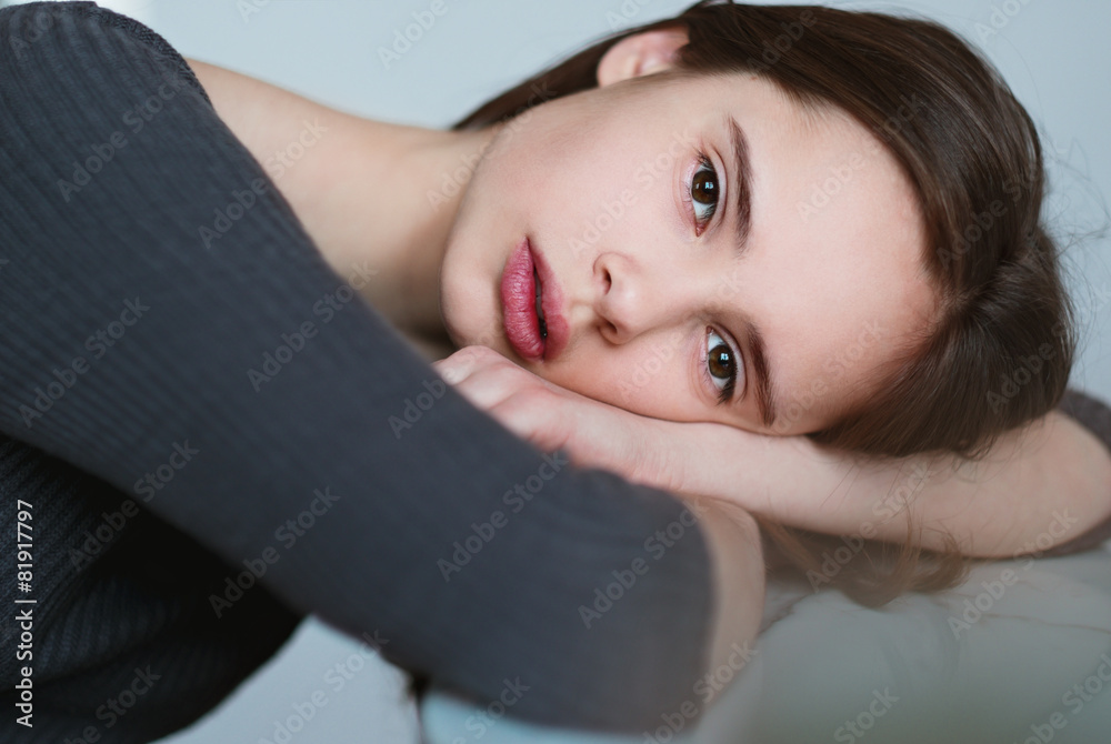 Fototapeta premium portrait of a beautiful young girl close-up