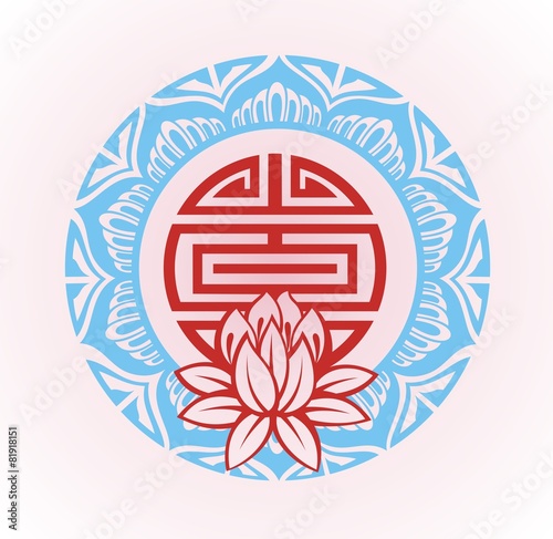 Frame with lotus.Oriental background