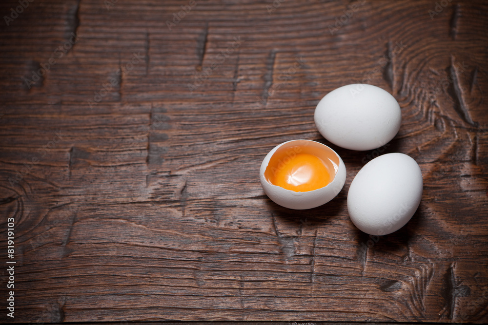 Eggs on a wooden rustic table Eggs on a wooden rustic table