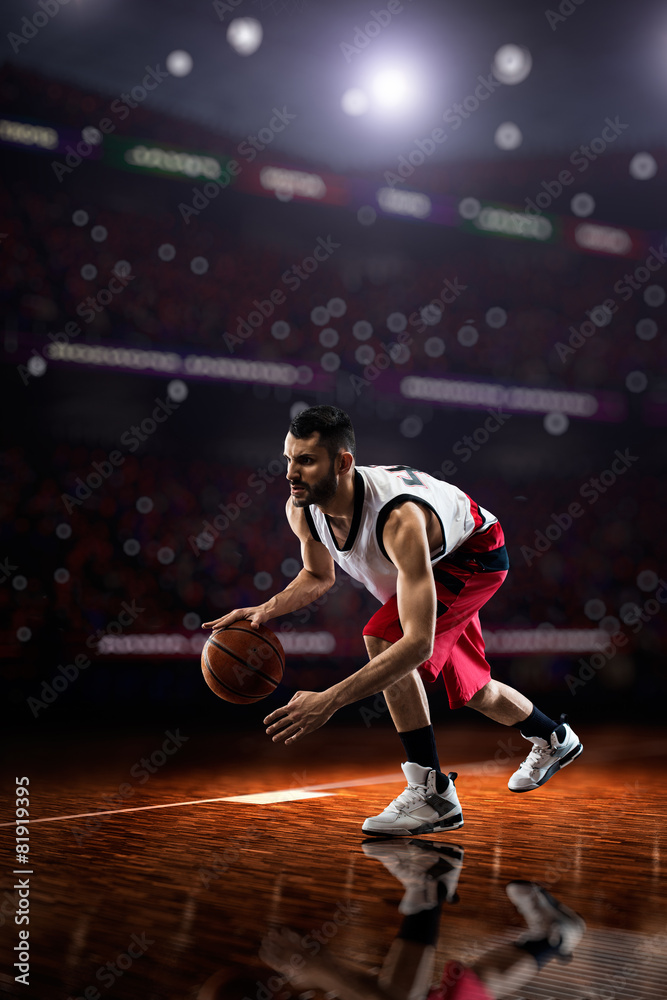 red Basketball player in action red Basketball player in action