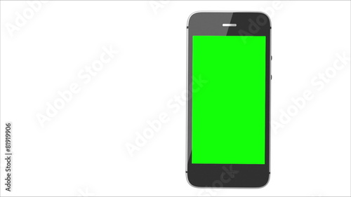 Animation of a chroma key screen of a smartphone against white