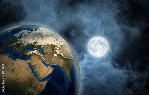 Plakat Księżyc i Ziemia