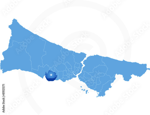 Map of Istanbul with each administrative district where Beylikdu photo