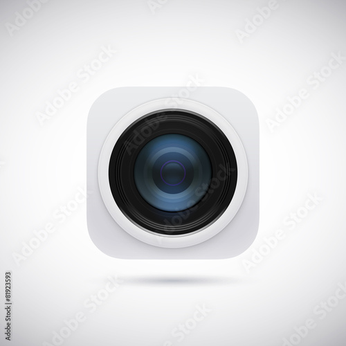 3d lens photo camera app icon. Vector illustration