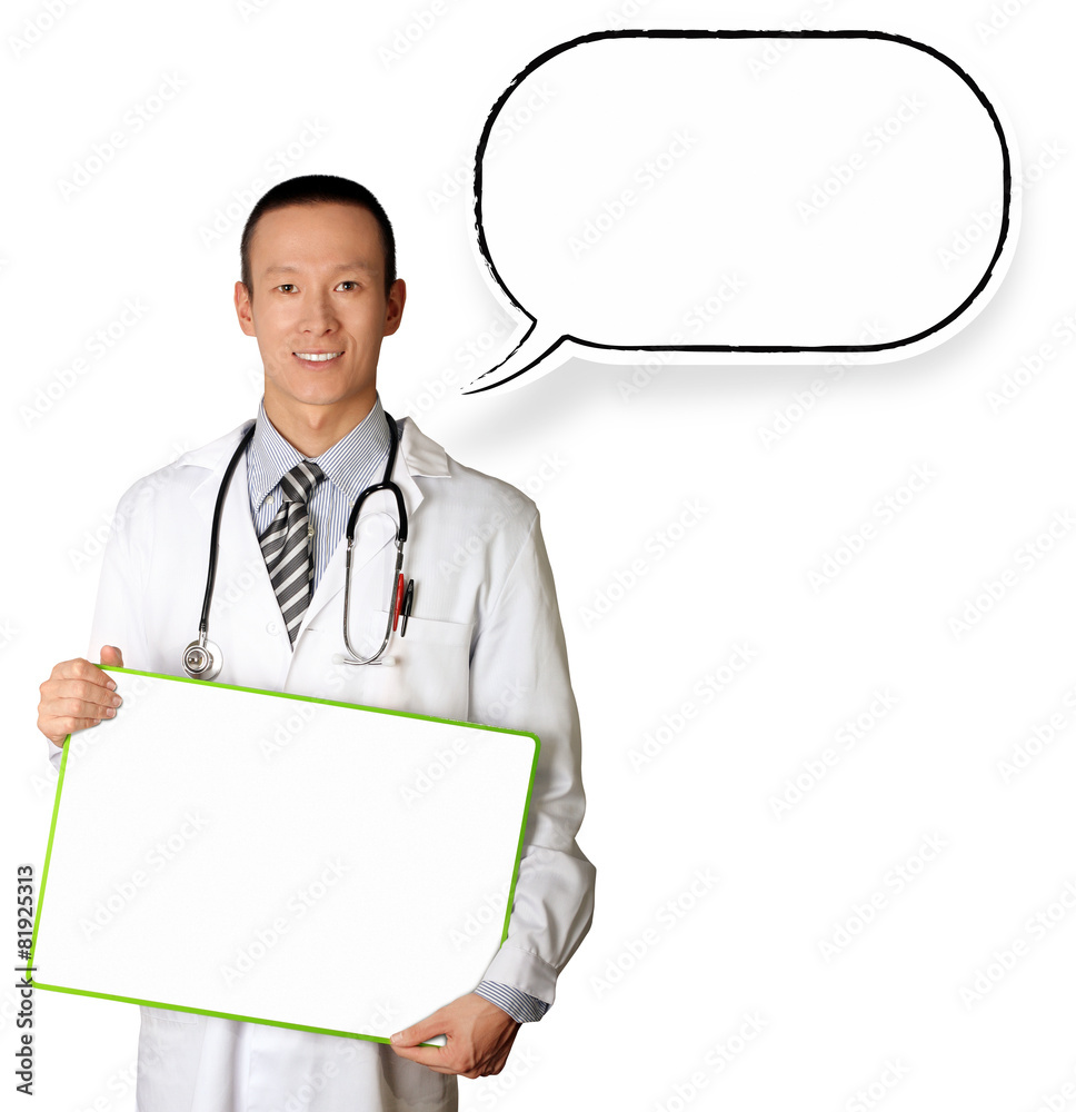 doctor with empty board with thought bubble doctor with empty board with thought bubble