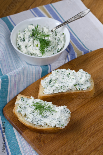 Sandwiches with cheese and parsley.