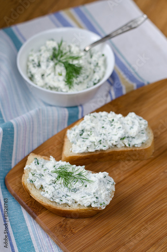 Sandwiches with cheese and parsley.