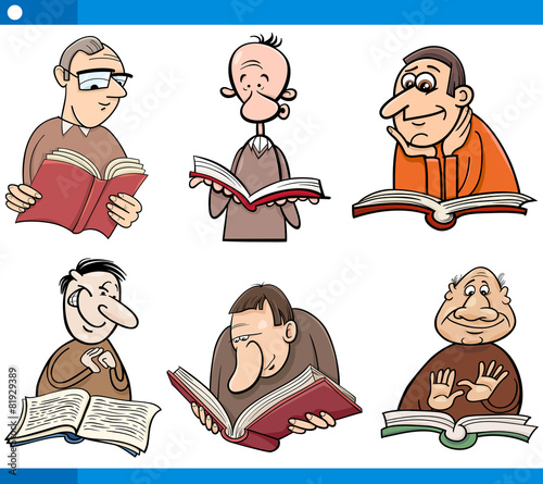 readers characters set cartoon