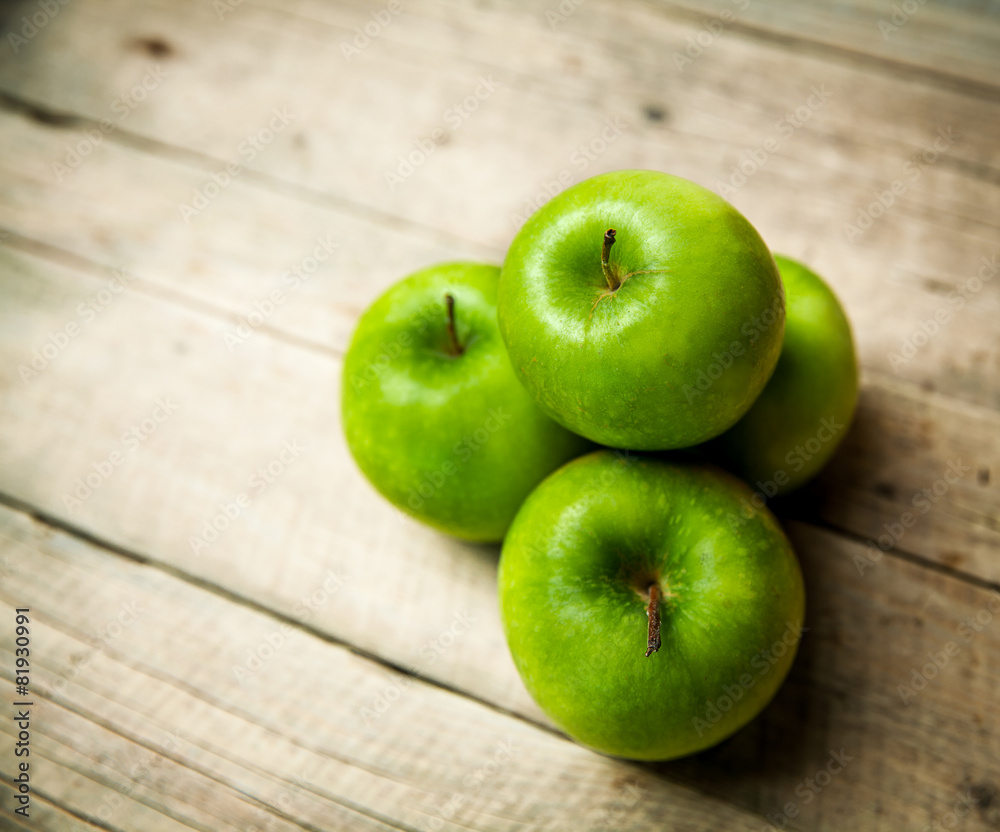 fruit. green apples on wooden background fruit. green apples on wooden background