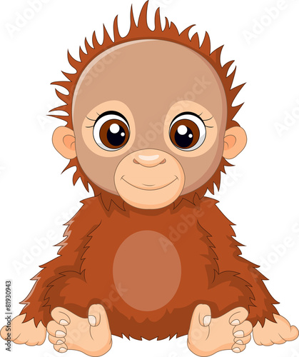Cartoon baby orangutan sitting