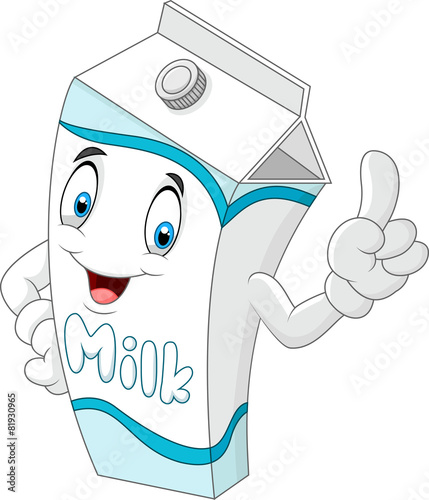 Cartoon milk pointing with his finger