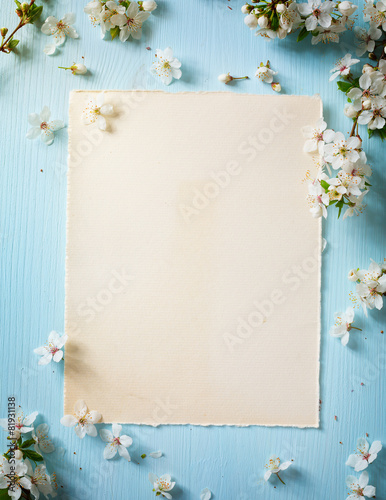 art Spring border background with blossom