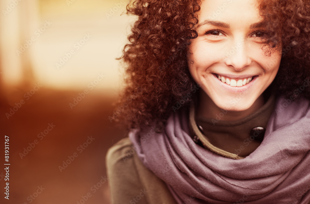 portrait of a beautiful happy girl spring sunny day