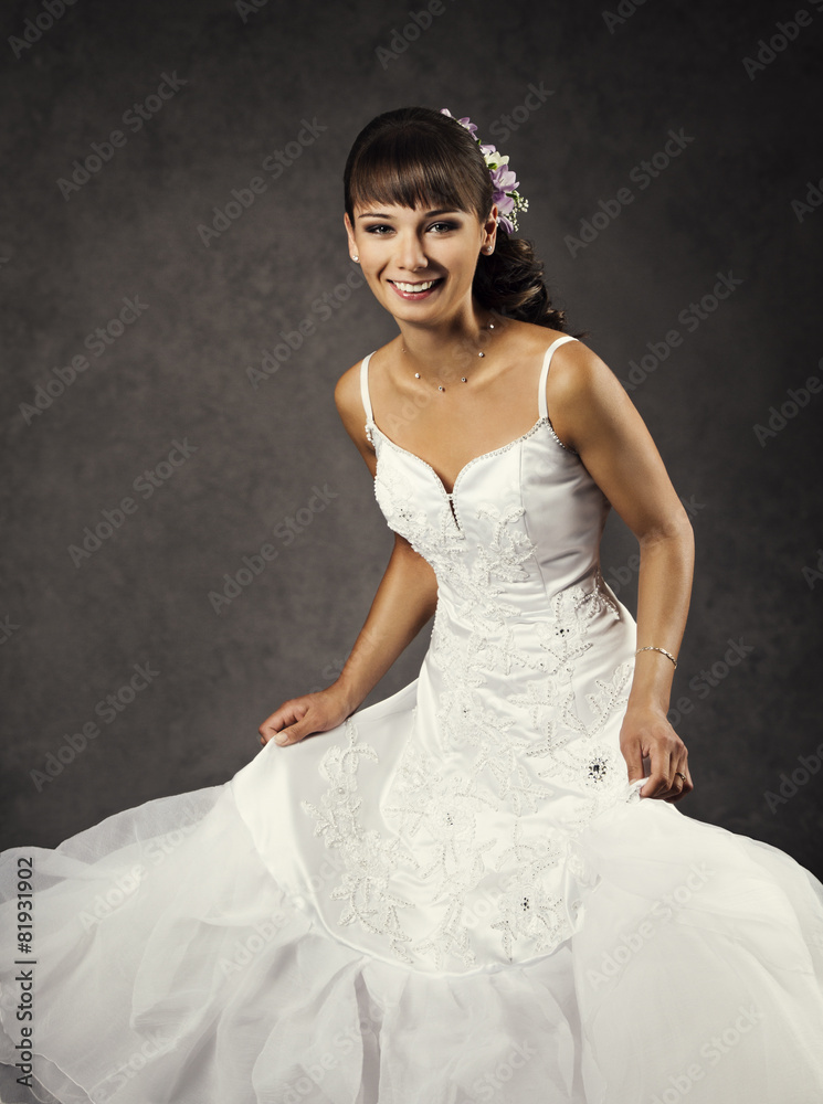 Dancing Funny Bride in Wedding Dress, Emotional Bridal Portrait Stock Photo  | Adobe Stock