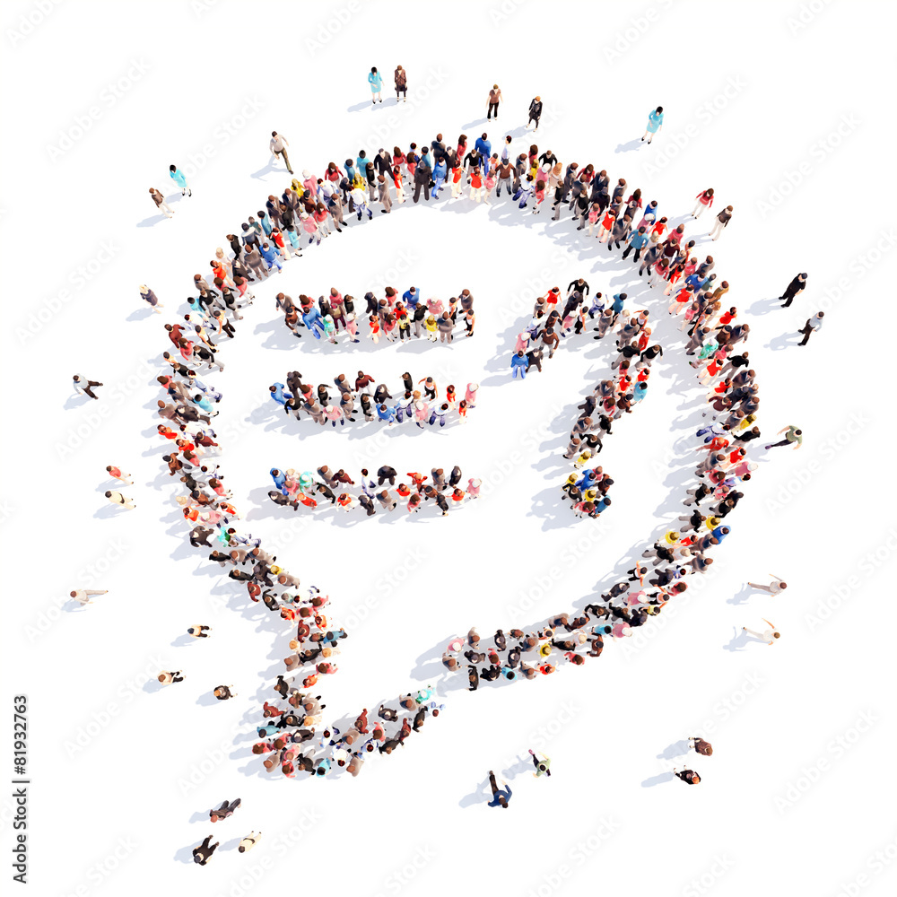 People in the shape of a chat bubble. People in the shape of a chat bubble.
