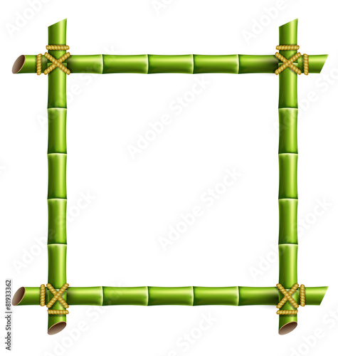 Green bamboo frame isolated on white background