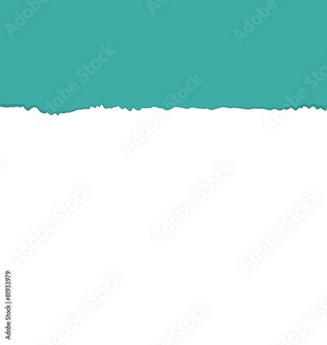 Ripped paper sheet isolated on cyan background