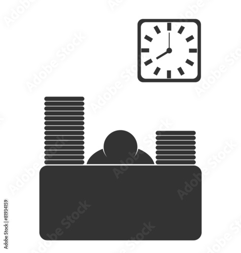 Business office fizzle out worker flat icon isolated on white ba