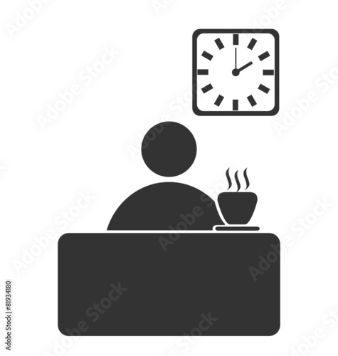 Business office coffee break flat icon isolated on white backgro