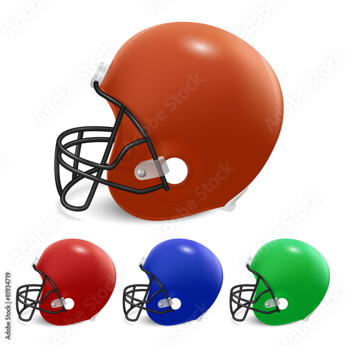 Vector American football helmets isolated on white.