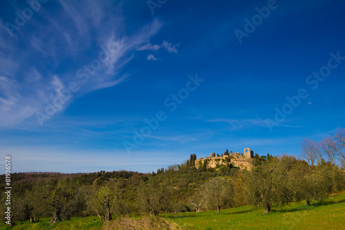 Rovine di un antico villaggio rurale in Val d'Orcia