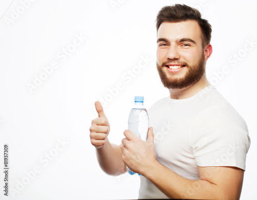man with bottle of water
