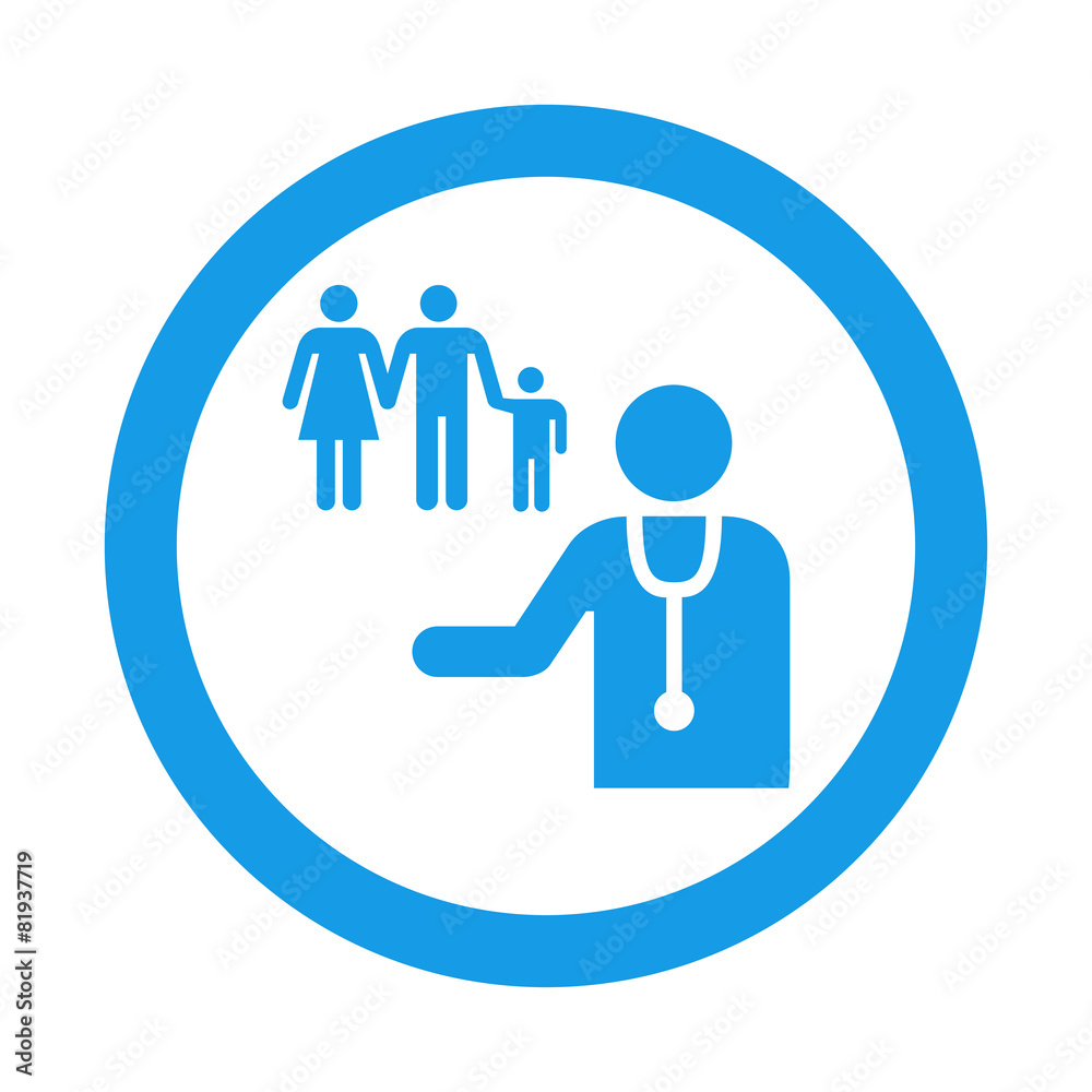 Icono redondo medico de familia azul Icono redondo medico de familia azul